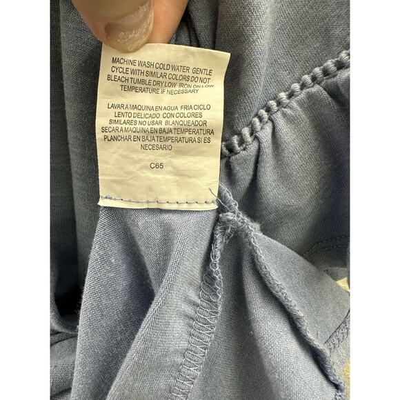 Luxology Womens Shirt Size Medium Blue Half Sleeve Ruffle - Picture 6 of 11